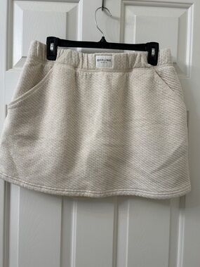 Offline by Aerie Cream Quilted Mini Skirt with Pockets